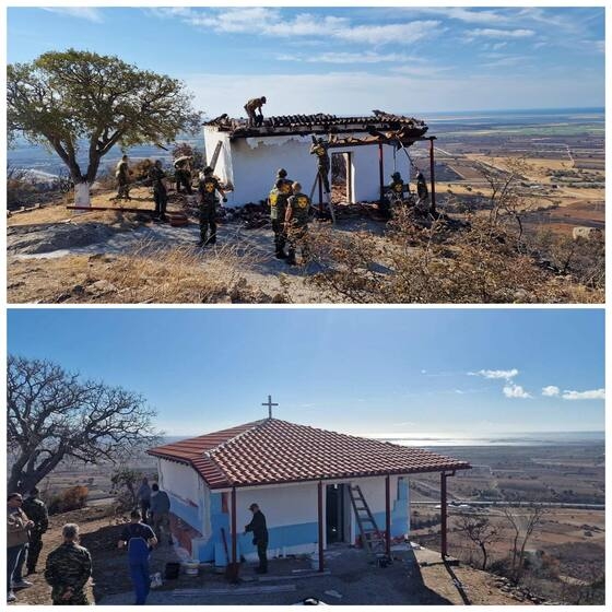 Στέκει όρθιος και πάλι στον λόφο του.